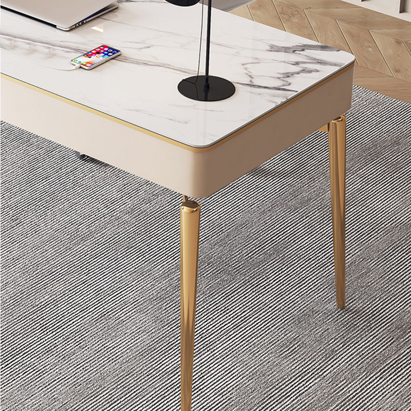 Bureau sécuritaire et réfléchi, Blanc, H 29,92 po x l 62,99 po x P 23,62 po