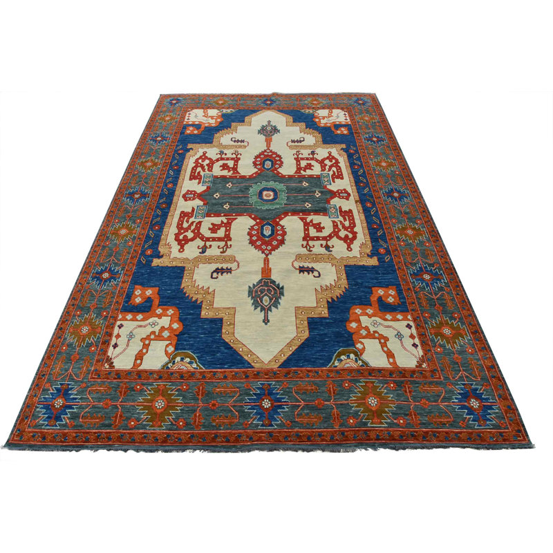 Tapis oriental tribal en laine noué à la main 12 pi x 18 pi 2 po Serapi