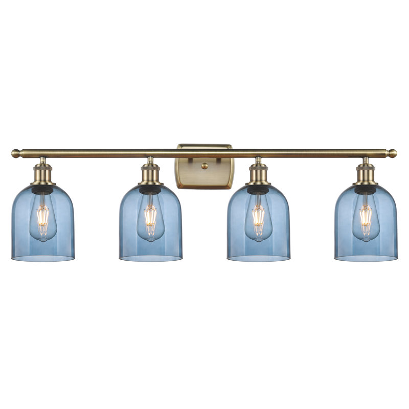 Anacaren 4 - Light Dimmable Vanity Light, Princess Blue, Antique Brass