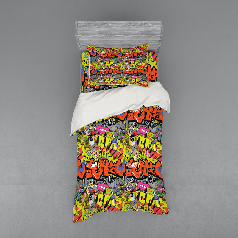 Ensemble de housse de couette graffiti, Housse de couette simple + 6 pièces supplémentai