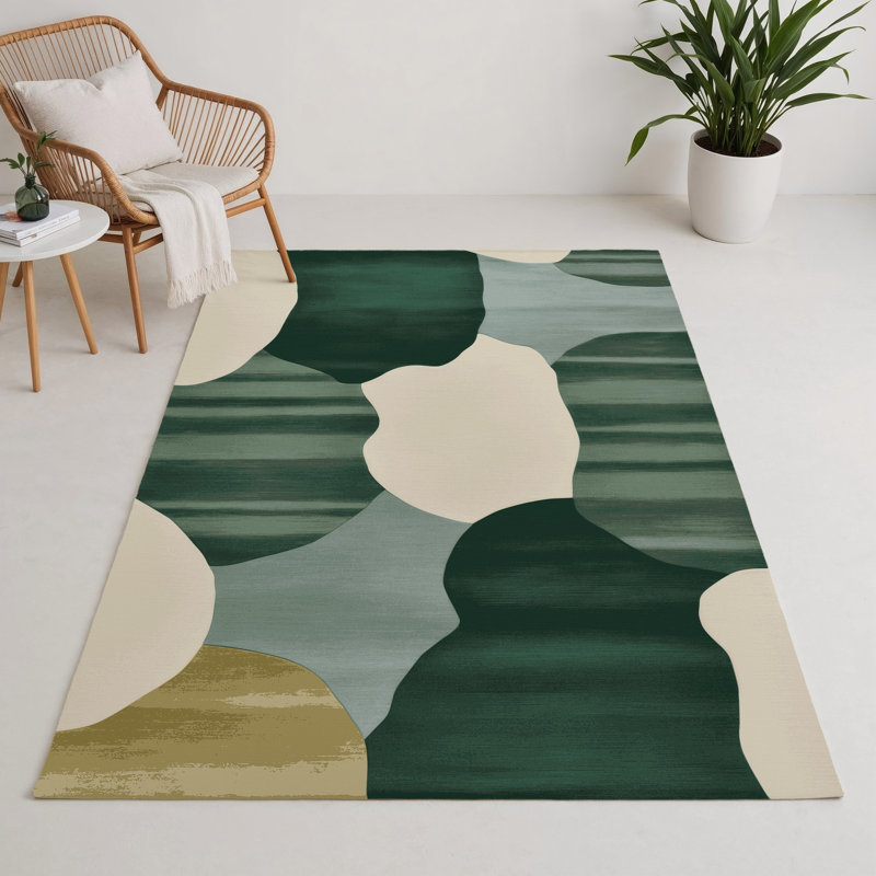 Tapis intérieur et extérieur vert Watercolor, Rectangle 9 pi x 12 pi