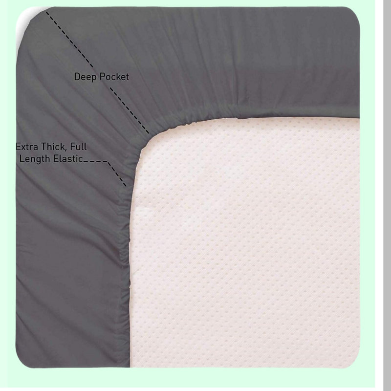 Luxury Comfort 400 Thread Count Cotton Sheets - Dark Grey Solid 4-Piece Set for Olympic Queen Size Bed - Deep Pocket Fitted Sheet - 66 x 80 Inch Size Sheets