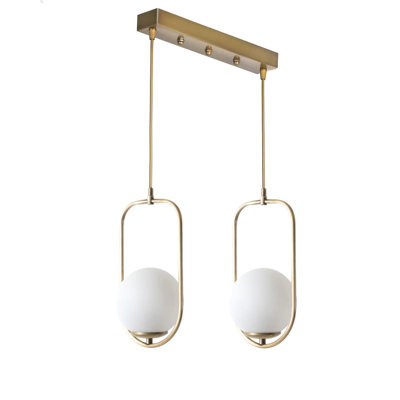 Lustre scandinave élégant, 17,7 po x 7,1 po | Fabrication 100% métal, hauteur réglable | Finition blanche et cuivre, douille E27 de 40 W maximum | Parfait pour la décoration intérieure glamour, les espaces de vie modernes et les salles à manger