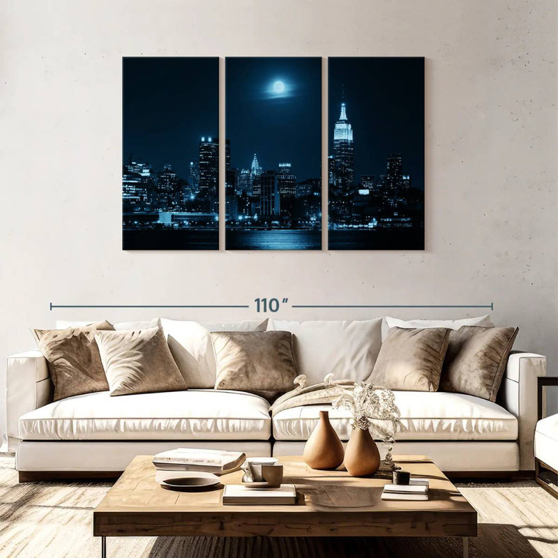 Sebbie lever de la lune sur Manhattan, H 48 po x l 74 po