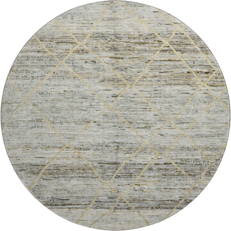 Premium Machine Washable Honig AMF1658 Diamonds Rug, Round 8'