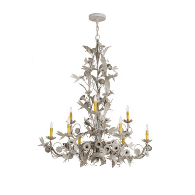 9 - Light Dimmable Wagon Wheel Chandelier