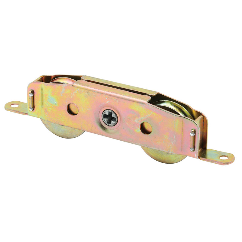 Steel Sliding Door Roller Tandem Assembly, 1-1/2 Inch Diameter Concave Wheels, Yellow Zinc, Stamped Steel Housing (Single Pack)