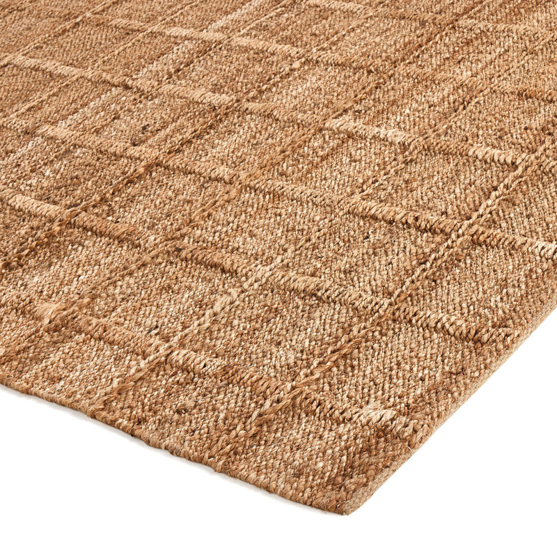 Grid Flatweave Jute Solid Color Area Rug in Natural Grid Jute, Rectangle 8' x 10'
