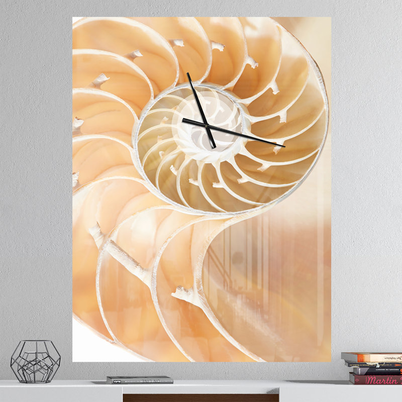 Horloge murale surdimensionnée à motif nautilus, Très grand