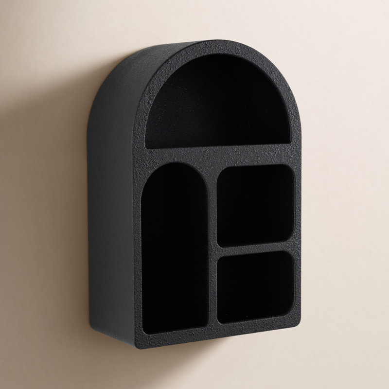 Bola Cole And Grey Wood 4 Shelf Geometric Wall Shelf