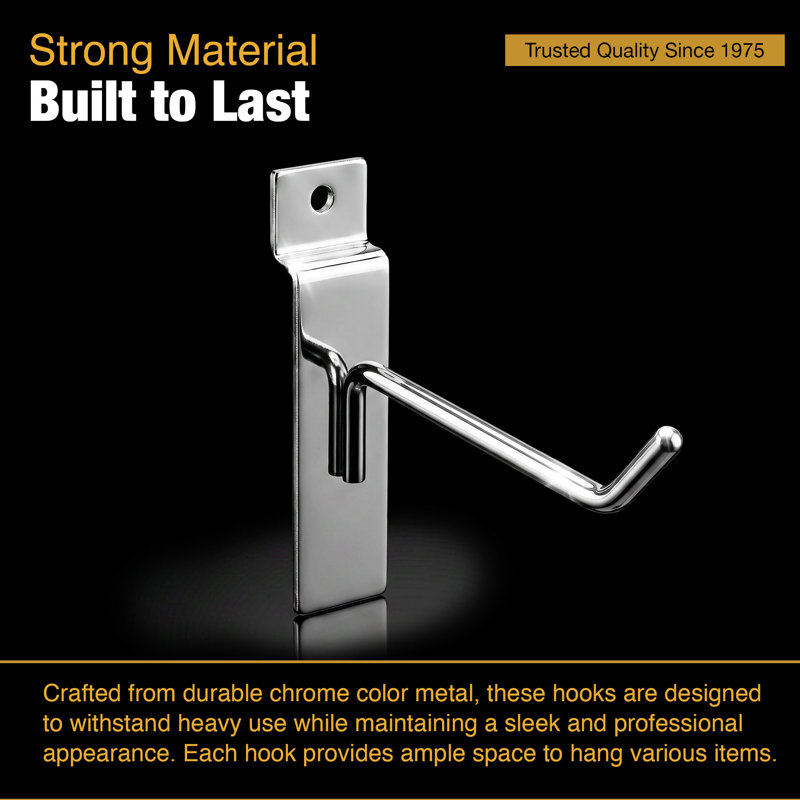 4 Inch Metal Wire Slatwall Hook, 50-Pack