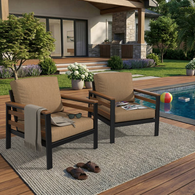 Ensemble de chaise longue d'extérieur avec coussins Sunbrella