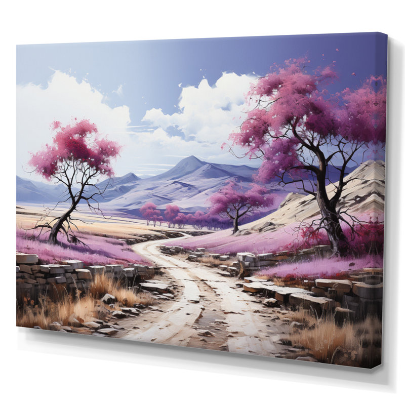 Route mauve sans fin II, Toile tendue, H 30 po x l 40 po x P 1,5 po
