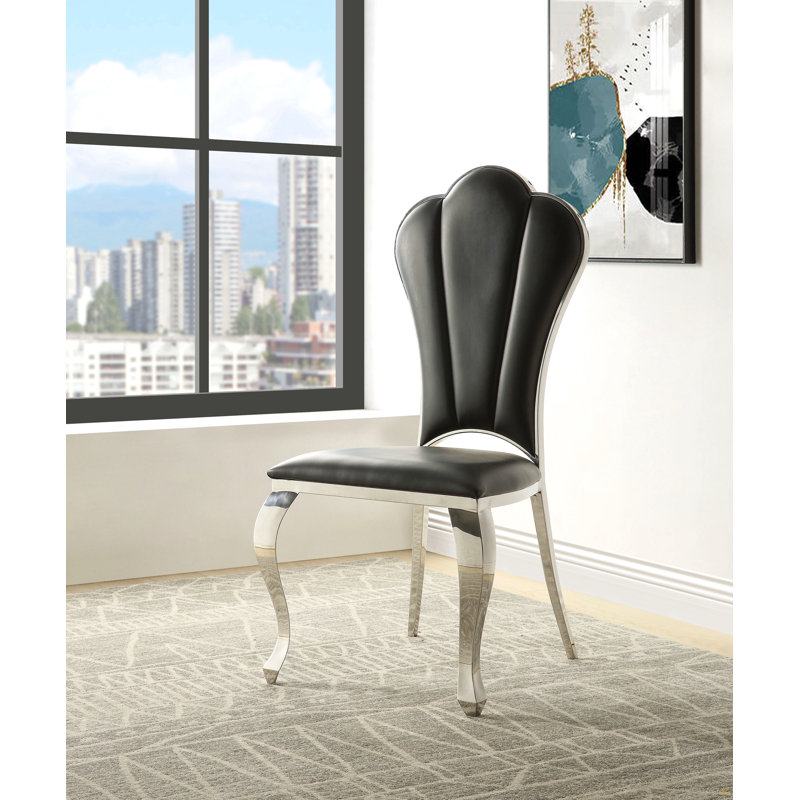 Chaise d'appoint noire avec dossier capitonné (ensemble de 2)