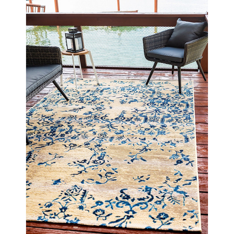 Outdoor Veranda Area Rug Bamboo Color, Rectangle 4' x 6'