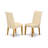 5 Piece Dining Set for 4 Includes a Round Kitchen Table with Pedestal and 4 Light Beige Linen Fabric Parson Dining Chairs, Oak-124875847-123719596-123719600