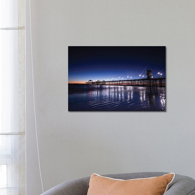Pier in the Pacific Ocean, Huntington Beach Pier, Huntington Beach, California, USA 1 Piece Wrapped Canvas Wall Art