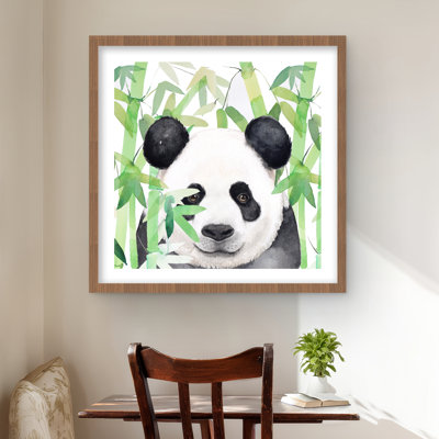 Hidden Panda in Bamboo | Green Asian Framed Matted Print