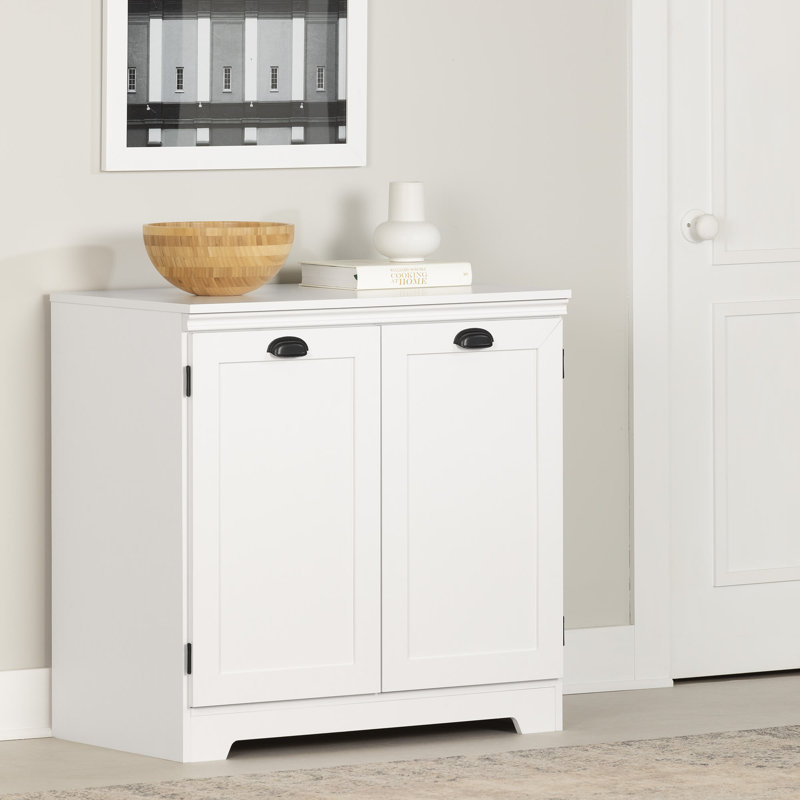 Harma 33" White Farmhouse Storage Cabinet with Adjustable Shelf