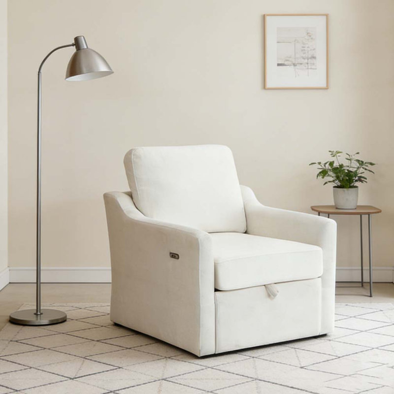Fauteuil pivotant avec tissu chenille doux, Blanc