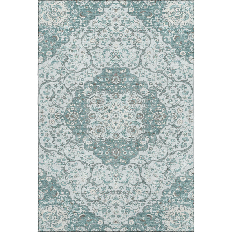 Premium Machine Washable Varasteh AMF1677 Medallion Rug, Rectangle 5' x 7'6"