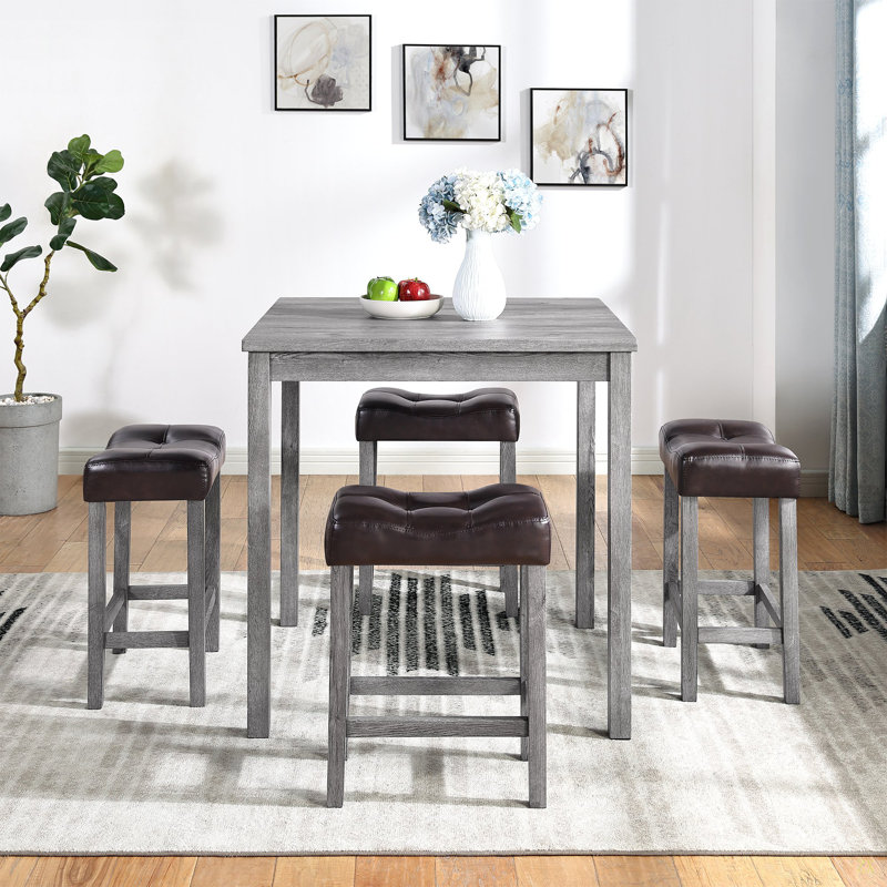 Ensemble de table de salle à manger, de bar et de chaises, ensemble de table de salle à manger 5 pièces, ensemble de table de petit déjeuner industriel, pour le salon, la salle à manger, la salle de jeux