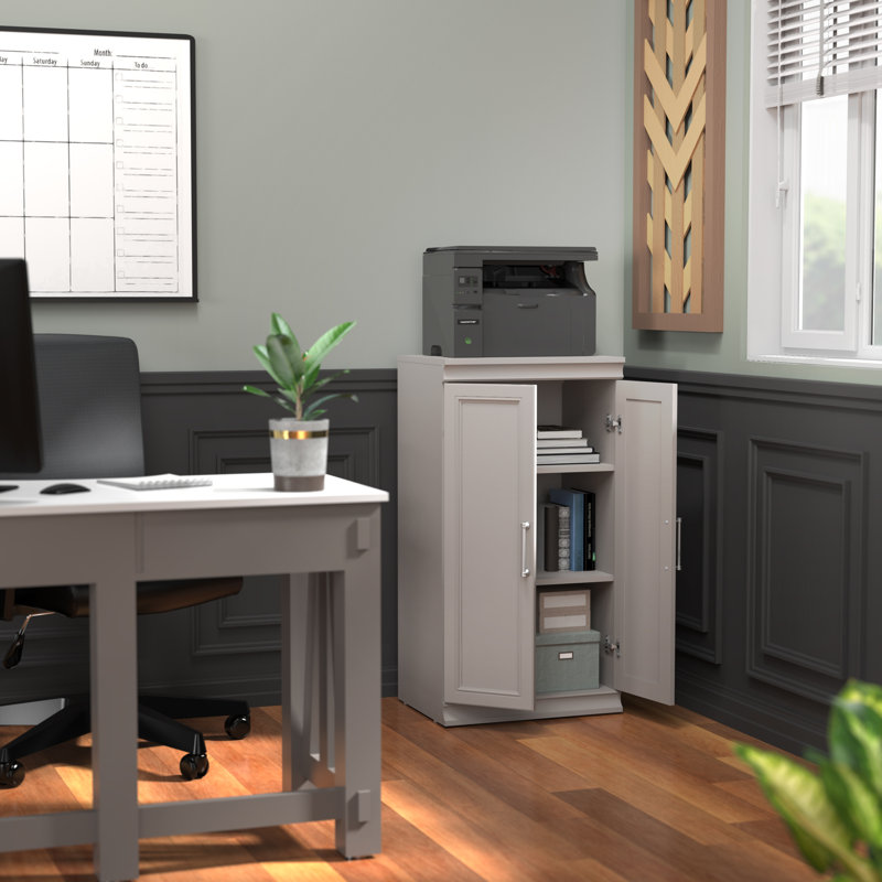 Modular Storage 21.38" W 3 Shelf Storage with Doors, Grey