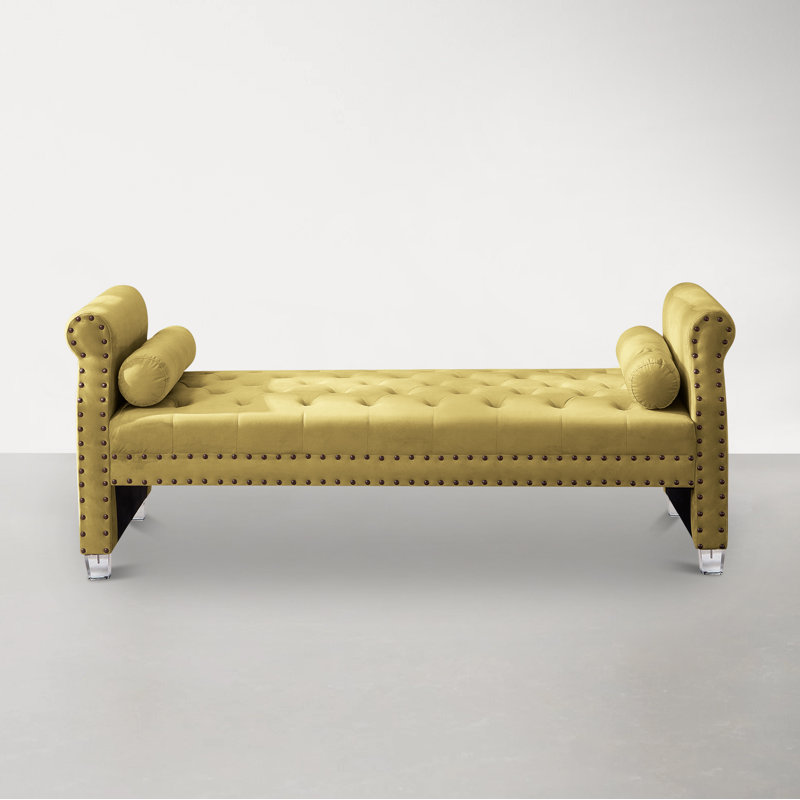 Banc Stephenie, Velours jaune moutarde