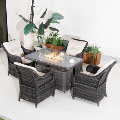 4 - Person Outdoor Patio Dining Set With Rectangular Table , Cushions Included