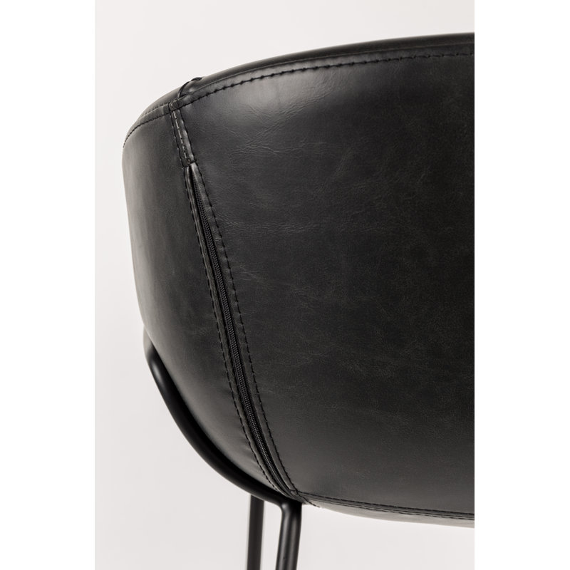 Feston Barrel Chair, Black Faux Leather
