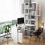 Bureau d'ordinateur d'angle en L pour bureau à domicile ou bureau d'étude, table d'étude de style moderne avec tiroirs, bibliothèque et huche, conception en L 2 en 1, grand espace de travail, blanc