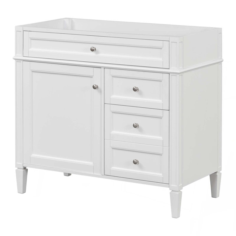 Meuble-lavabo de 36 po sans lavabo supérieur, armoire de rangement moderne avec 2 tiroirs et un tiroir basculant, structure en bois massif, sans lavabo