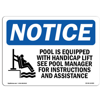 Notice Pool Spa Accessibility Lift Sign