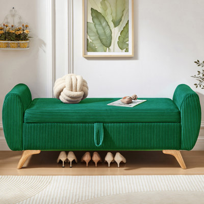 Banc de rangement rembourré à couvercle rabattable