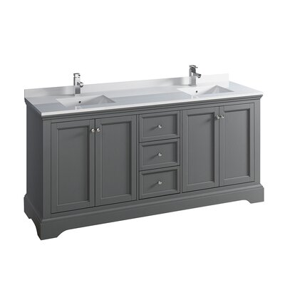 Red Barrel StudioÂ® Windsor 72"" Free-Standing Double Sink Bathroom Vanity Set -  Fresca, FCB2472GRV-CWH-U