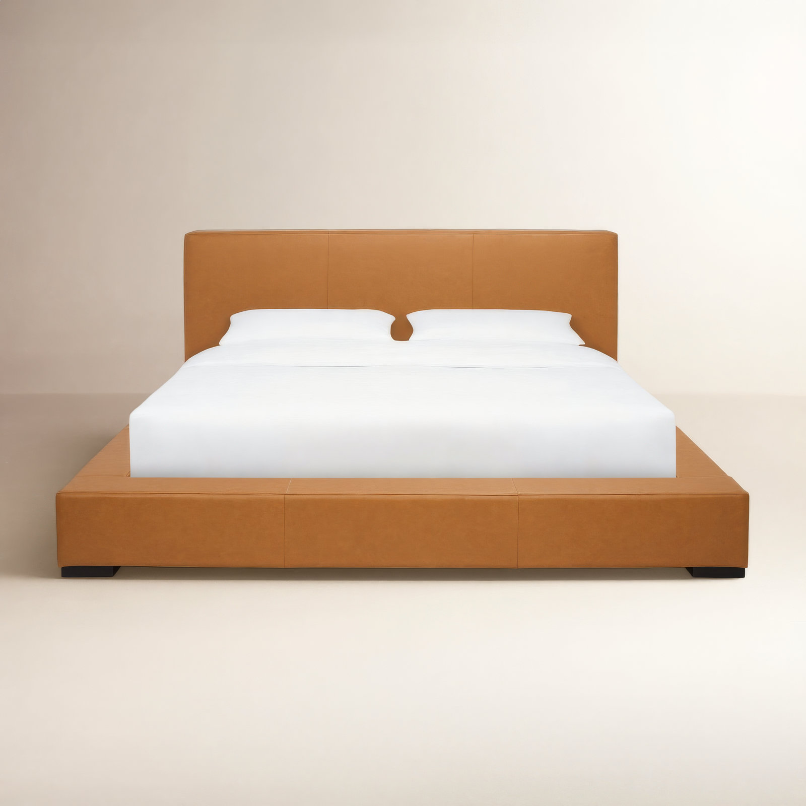 Dorine Genuine Leather Bed, Queen, Cream