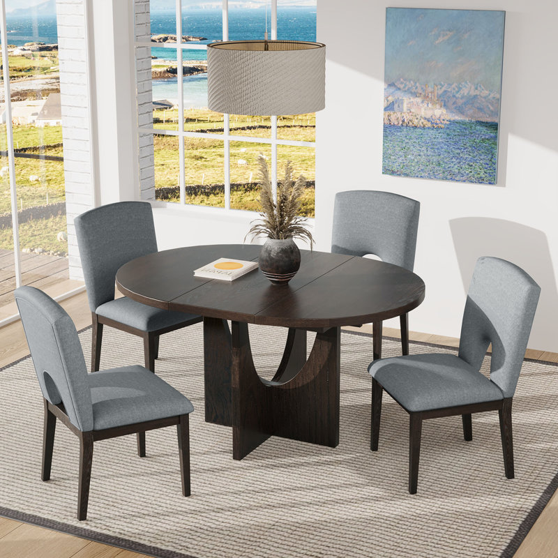 Ensemble de salle à manger extensible pour 4 personnes, Gris, Espresso