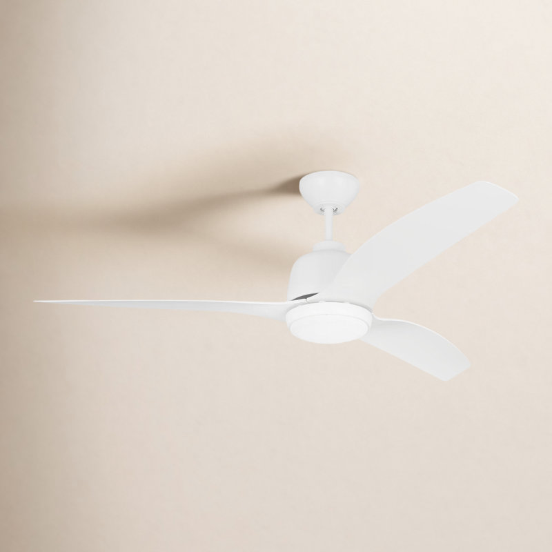 Avila LED Outdoor Downrod Ceiling Fan, Matte White