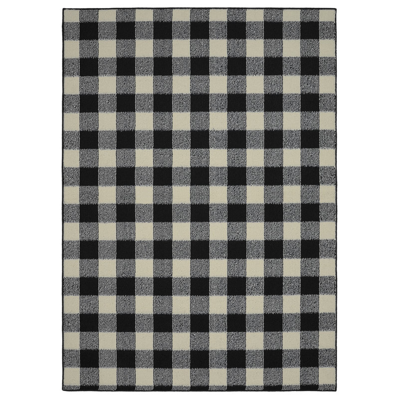 Tapis noir / ivoire Behr, Rectangle 7 pi x 10 pi