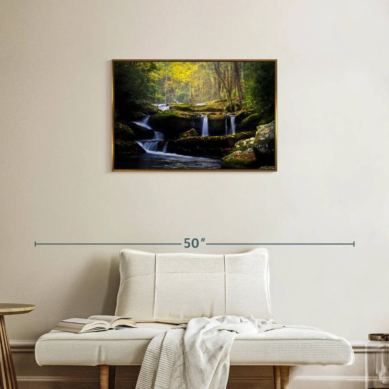 Stream In The Smokies, Cadre flottant doré, 31 po x 21 po