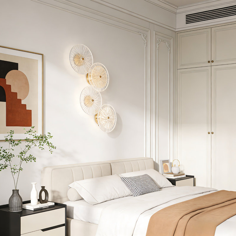 4-Light Glass Wall Sconce, Built-In Led Warm Light