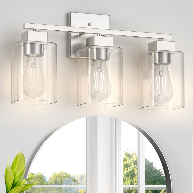 Éclairage pour coiffeuse Hartshorn, Trois lumières, Nickel brossé