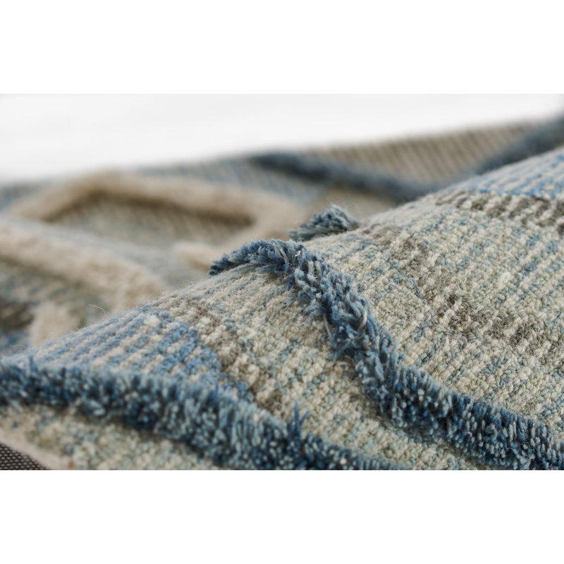 Handmade Moroccan Berber Inspired Blue Wool 5' x 8' Area Rug