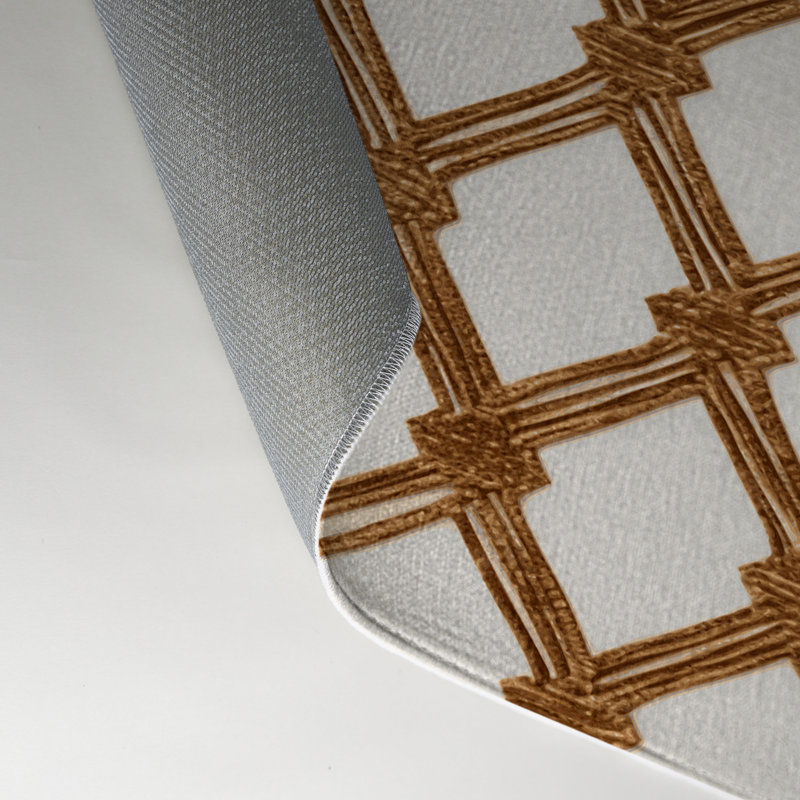 Trellis Beige Indoor and Outdoor Area Rug, Rectangle 5' x 7'