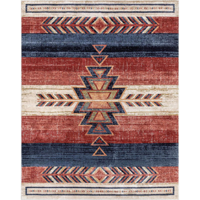  Tapis à motif tribal Crimson Southwestern