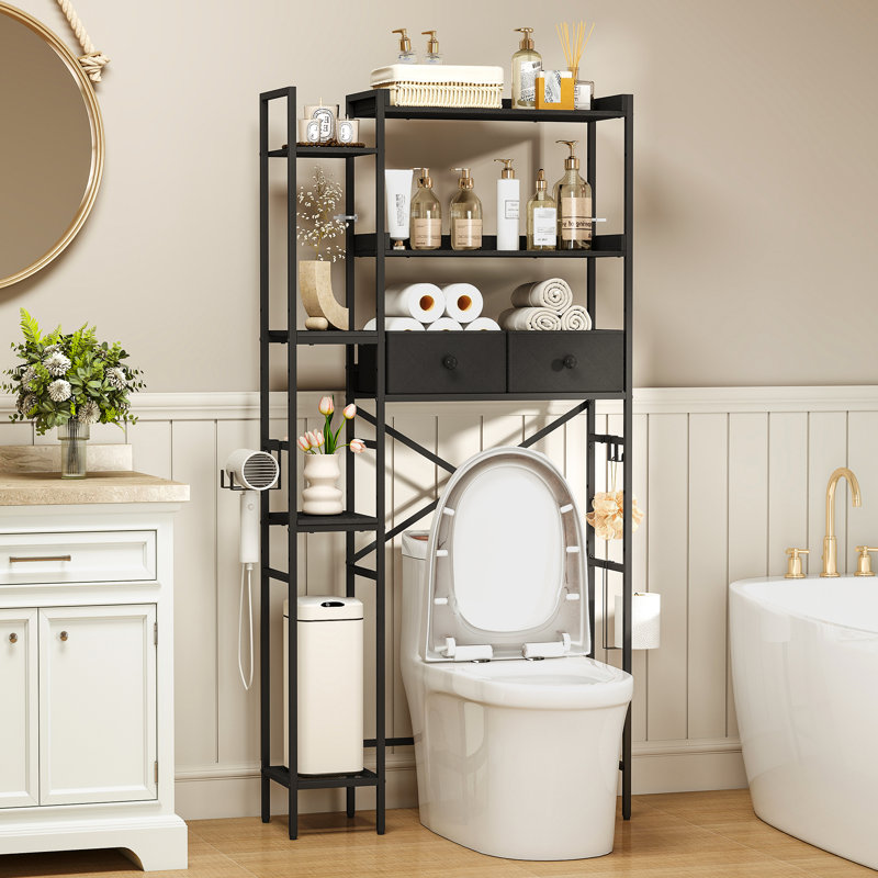 Support de toilette multifonctionnel avec grand rangement: maximisez l'espace de votre salle de bain, Noir