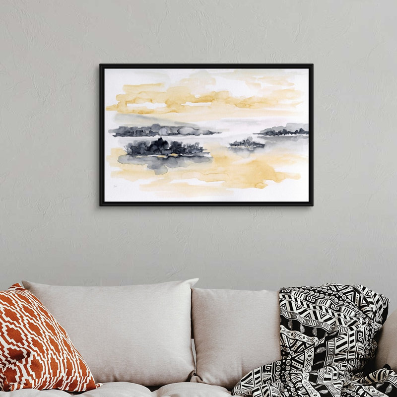 Whispering Wind I - reproduction d'art sur toile, H 25,7 po x l 37,7 po x P 1,75 po, Cadre flottant noir