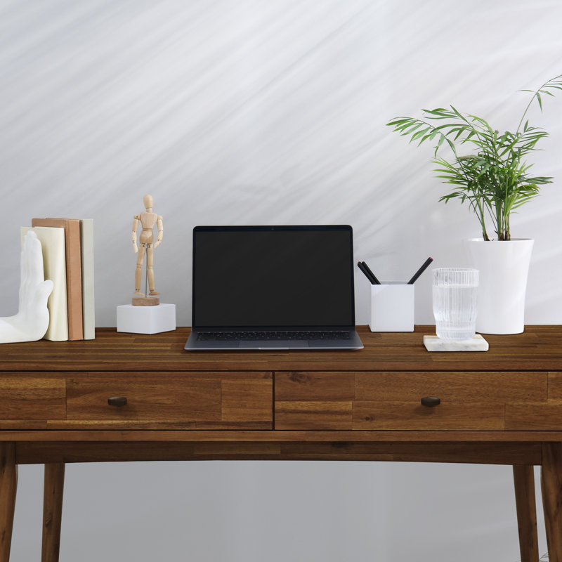 Table de travail en bois massif avec tiroirs 48 po, Noyer