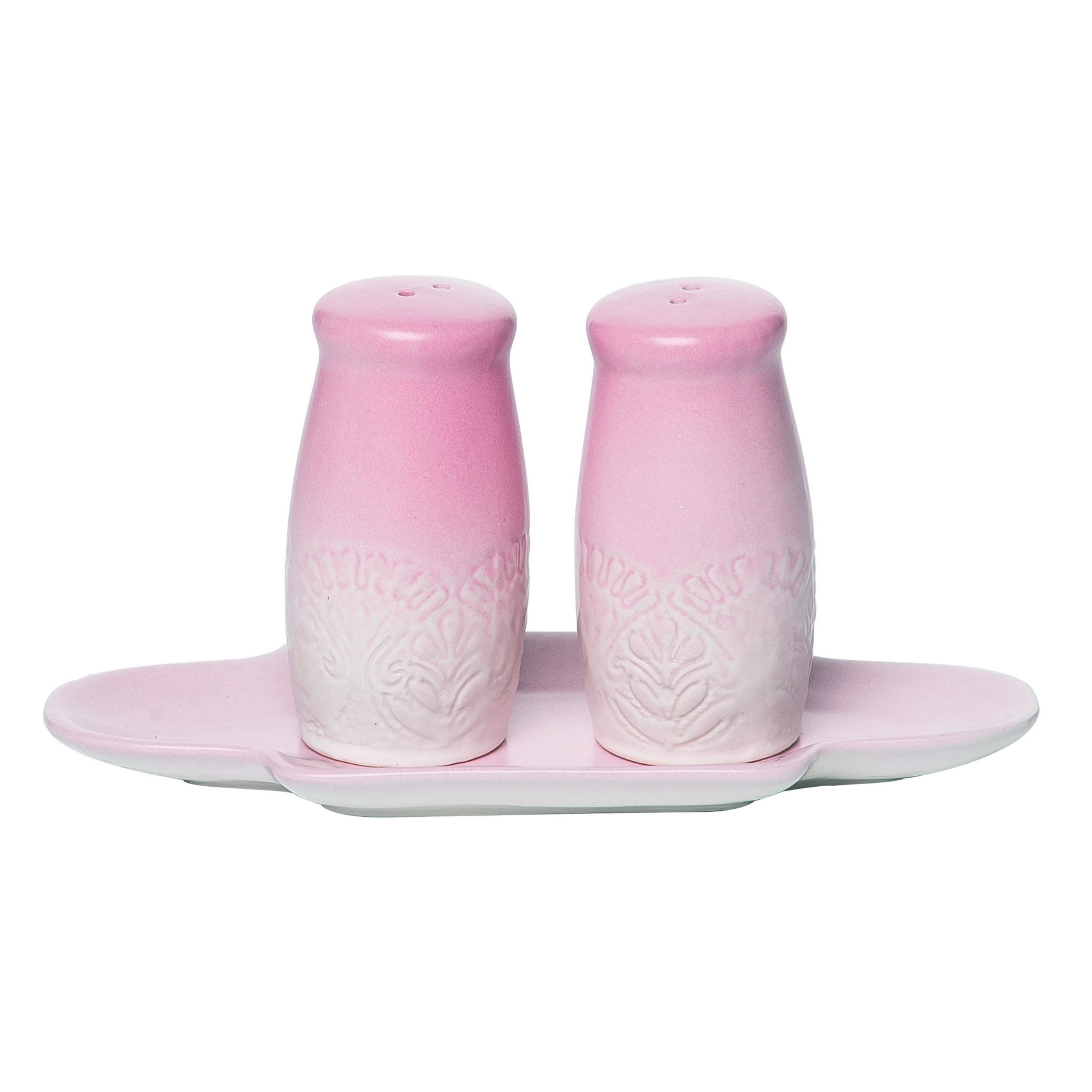 White Debossed Salt and Pepper Shaker Set