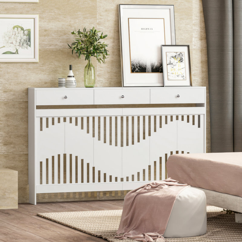 Radiator Cover, 96cm H x 152cm W x 19cm D, White